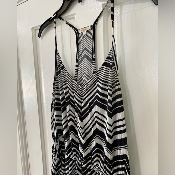 ELLA MOSS Geometrical  chevron zebra Black White Maxi Dress L - Picture 10 of 12
